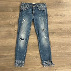 Zara Skinny Jeans with fringe size 26